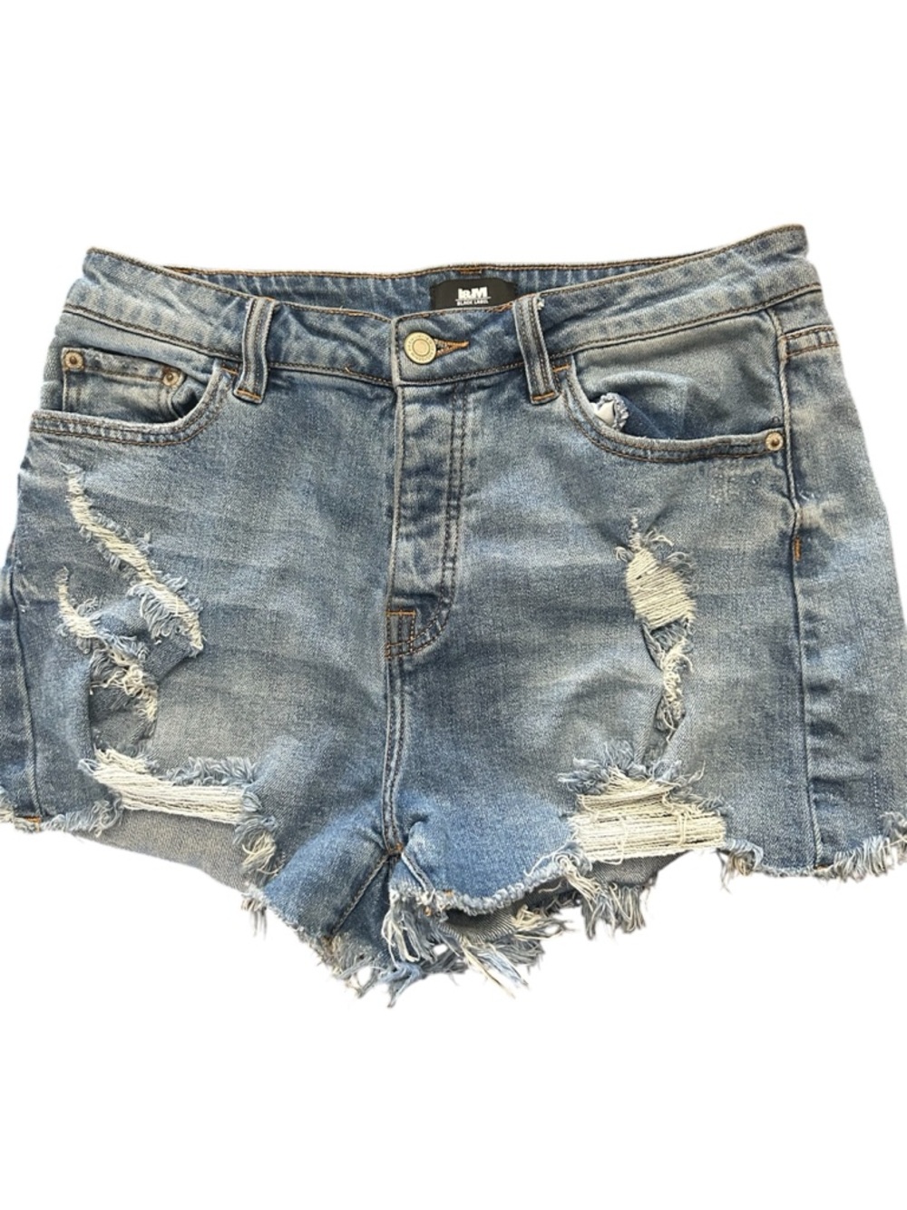 Black‎ Label Distressed Light Blue Denim Jean Shorts